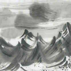 Tents in Gobi Desert dc Thomas abstract sumie ink art clarksville tn
