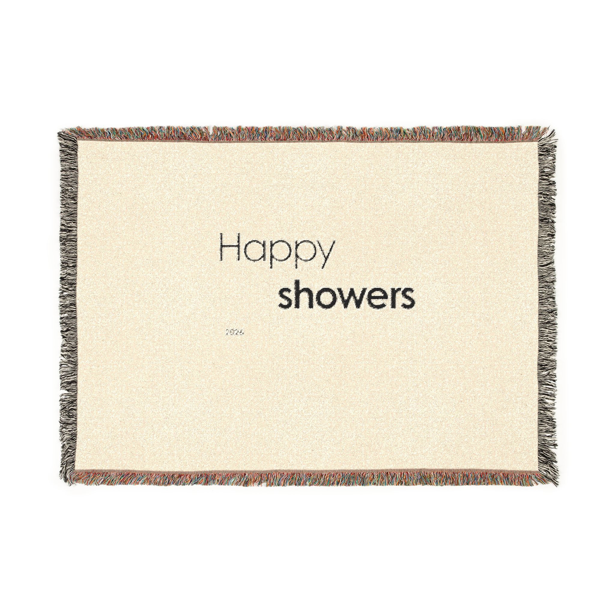 Woven Blanket — "Happy Showers" Text Throw Blanket