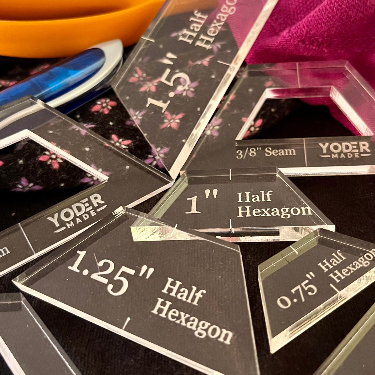 Half Hexagon QAYG Quilting Template Set – Acrylic EPP Half Hexies for Patchwork