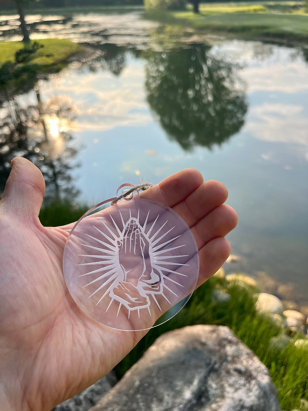 Thumbnail: Praying Hands Acrylic Ornament - Christian Sun Catcher Decor
