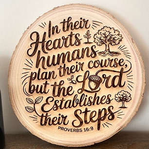 Proverbs 16:9 Scripture Art - Lord Establishes Their Steps, Christian Wall Decor