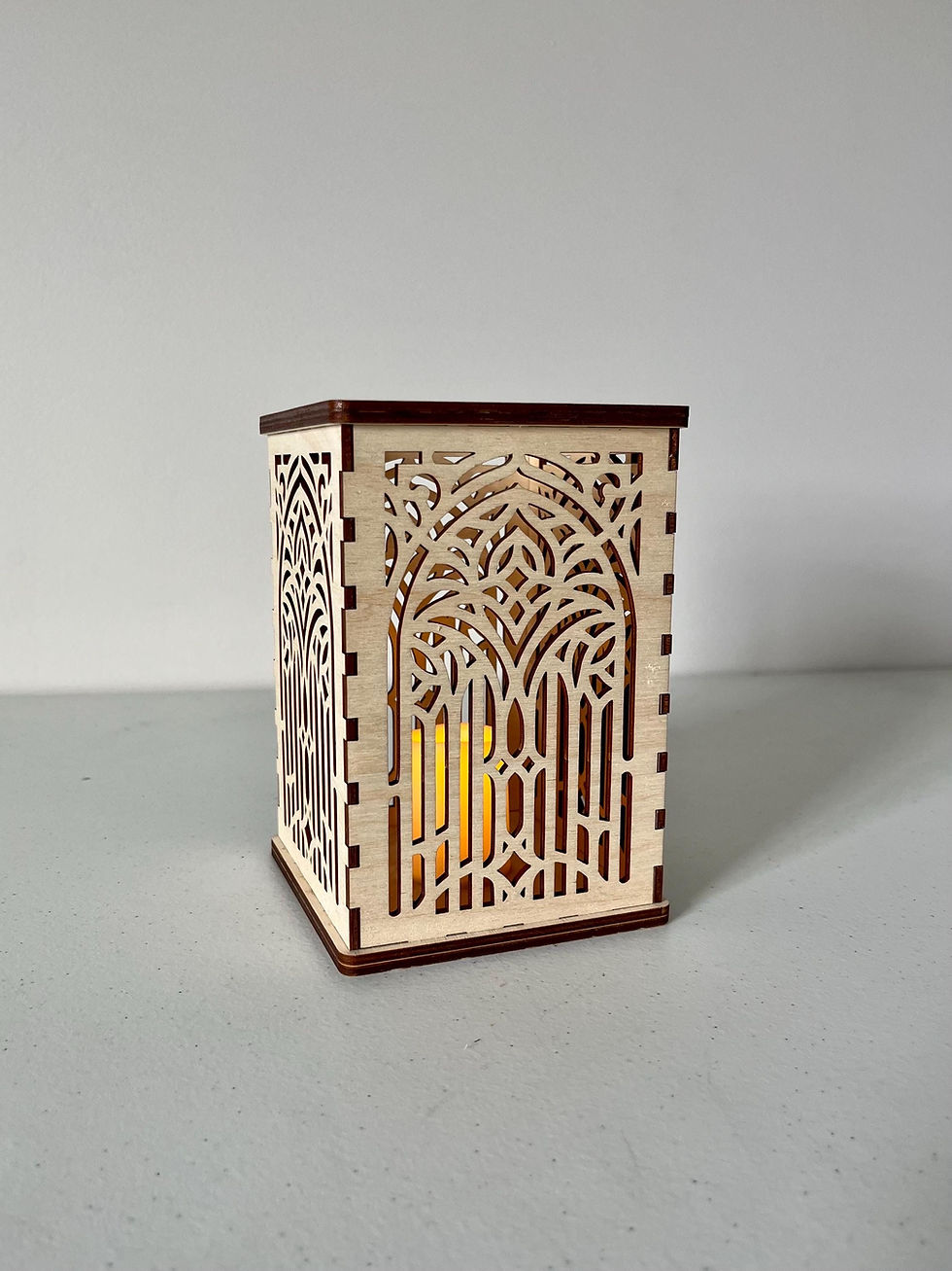 Thumbnail: Christian Memorial Wooden Lantern - Personalized Prayer Luminary, Church Window