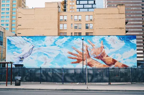Giving wings to the dream, CUPS Mural, Dove Mural, Public Art