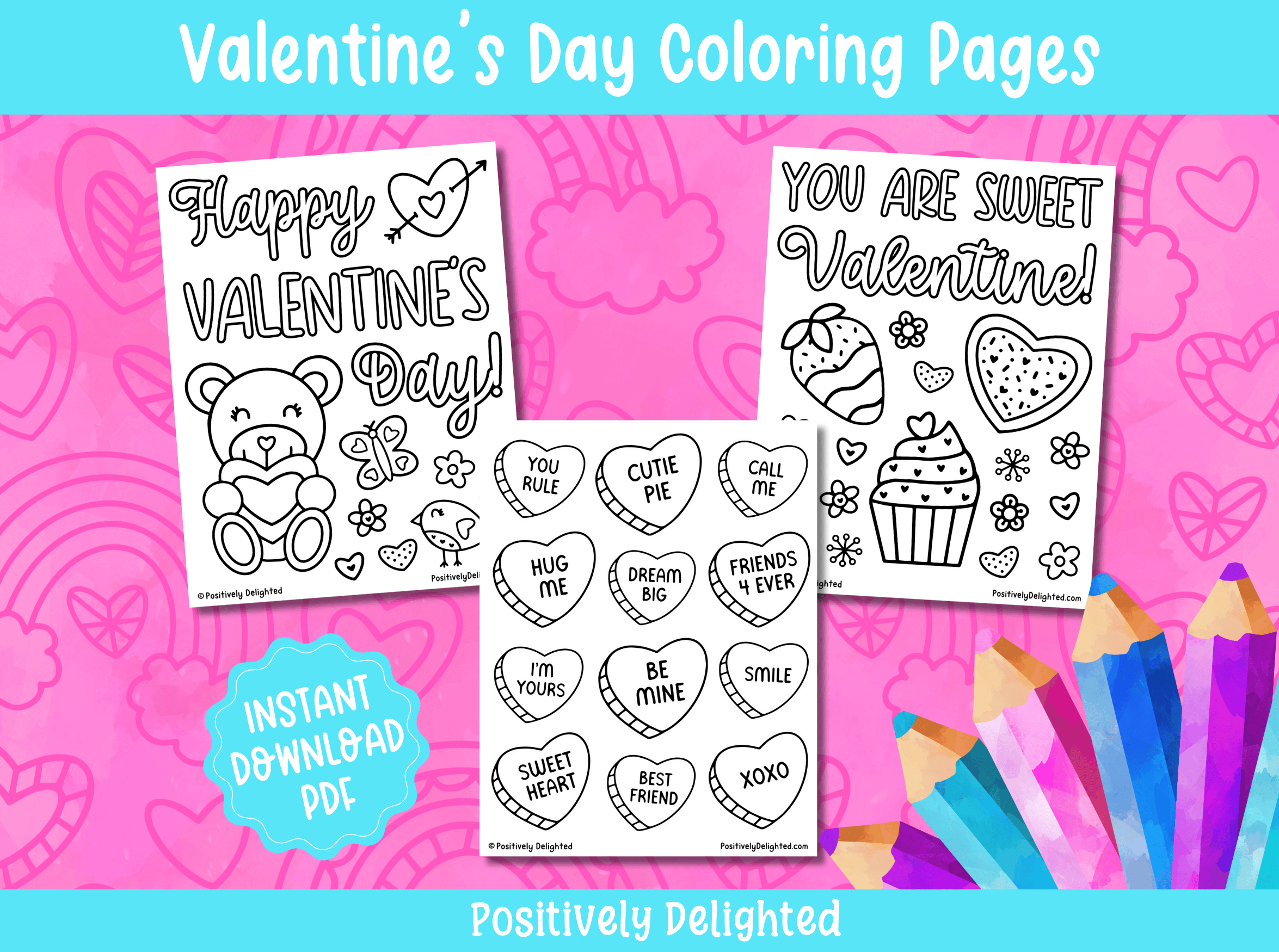 Valentine coloring pages