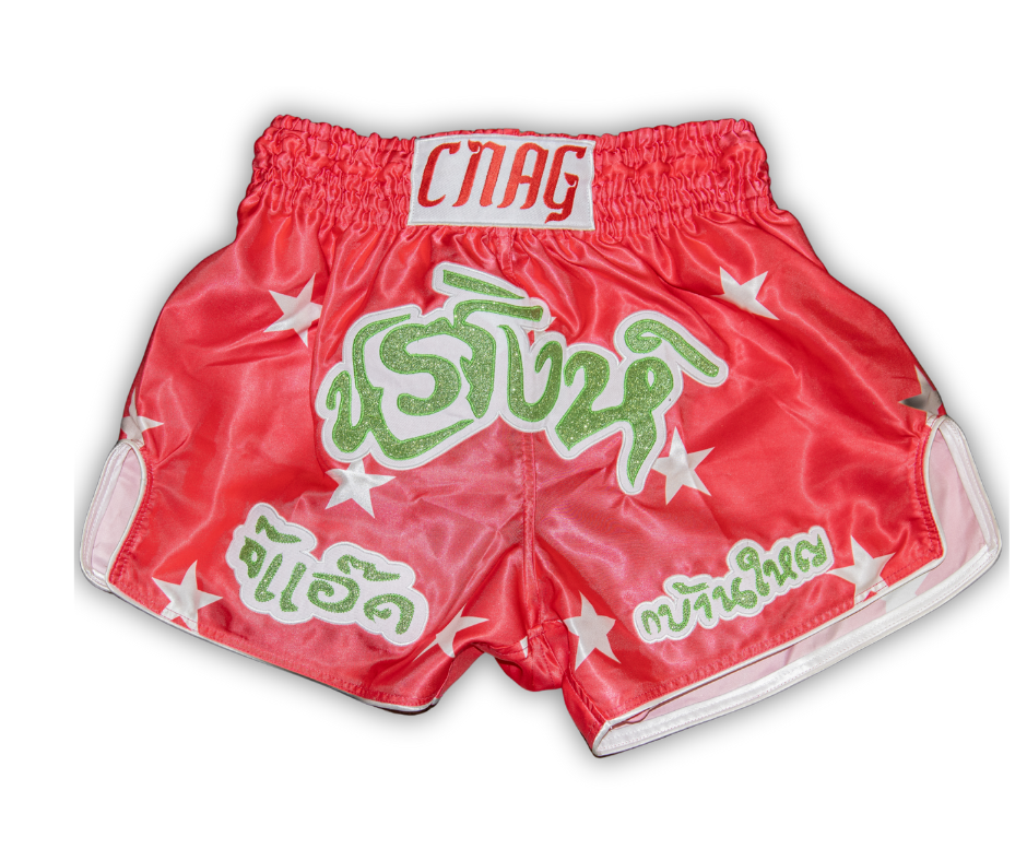 Cnag Amach Lumpinee 1992 Muay Thai shorts pink inspired by early 1990s Thailand and Lumpinee Boxing Stadium