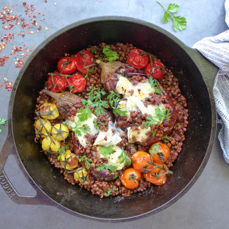 Lentil Stuffed Eggplants With Goat Cheese