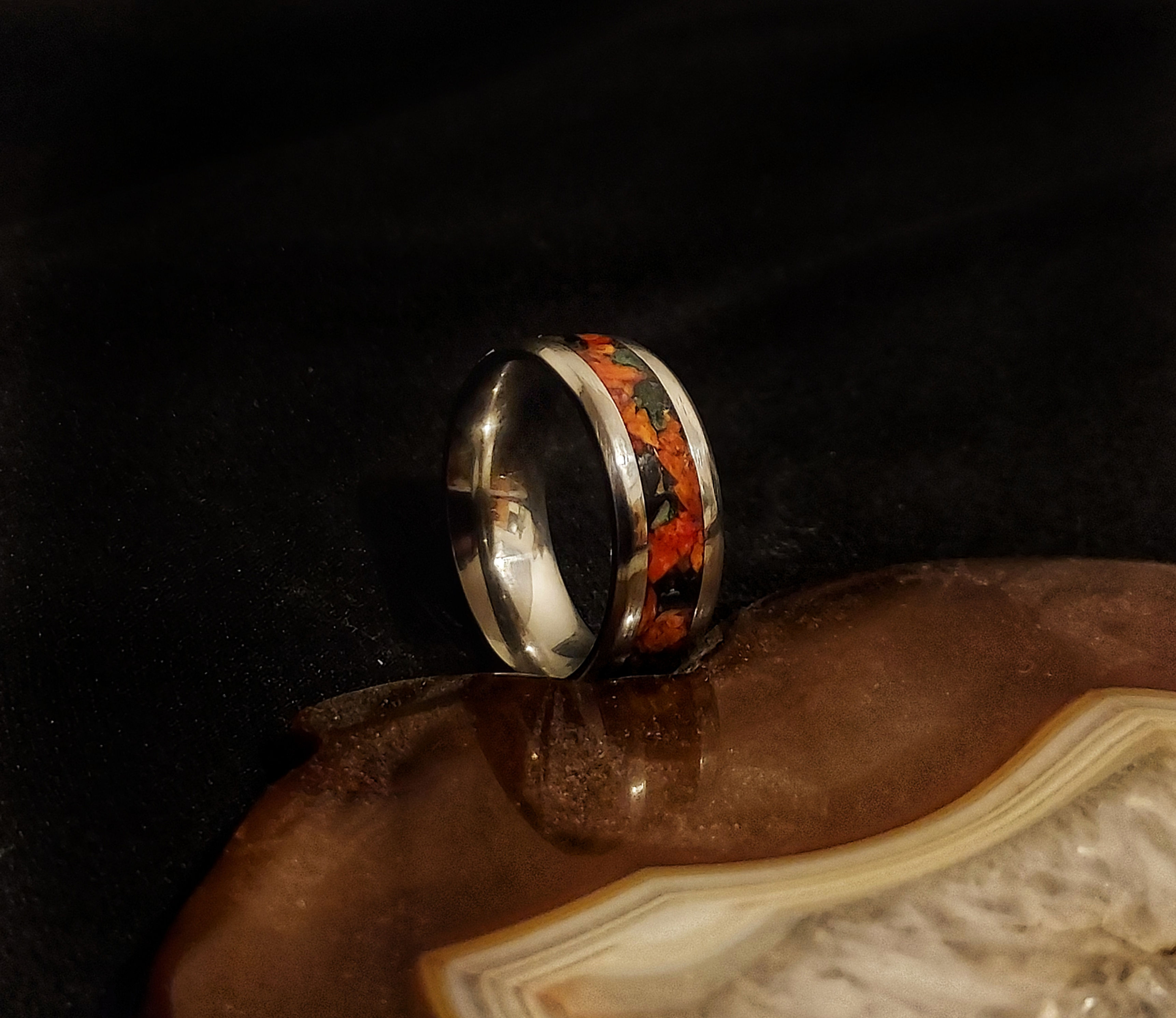 Black Obsidian & Red Jasper Ring