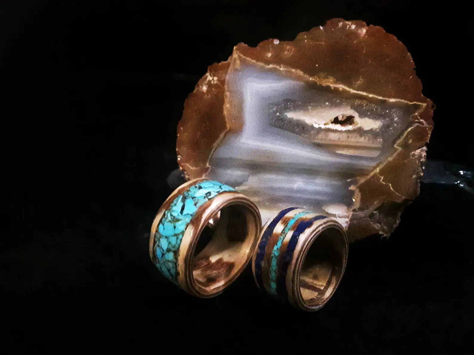 Western Turquoise Wooden Ring