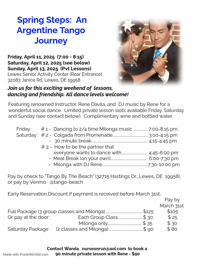 Photo of Rene Davila and poster for a past event.