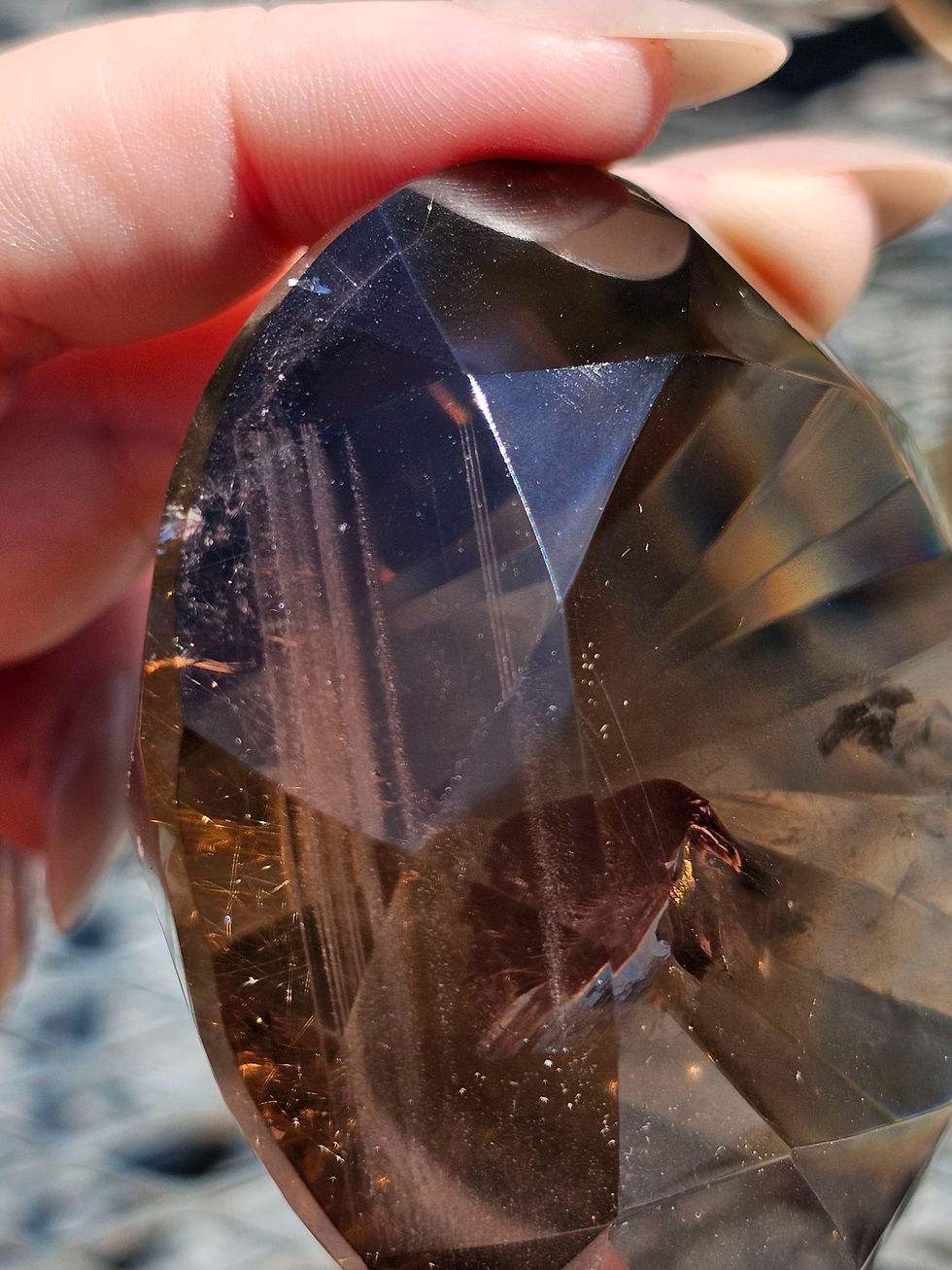 Thumbnail: Smokey Quartz Faceted Diamond On Stand