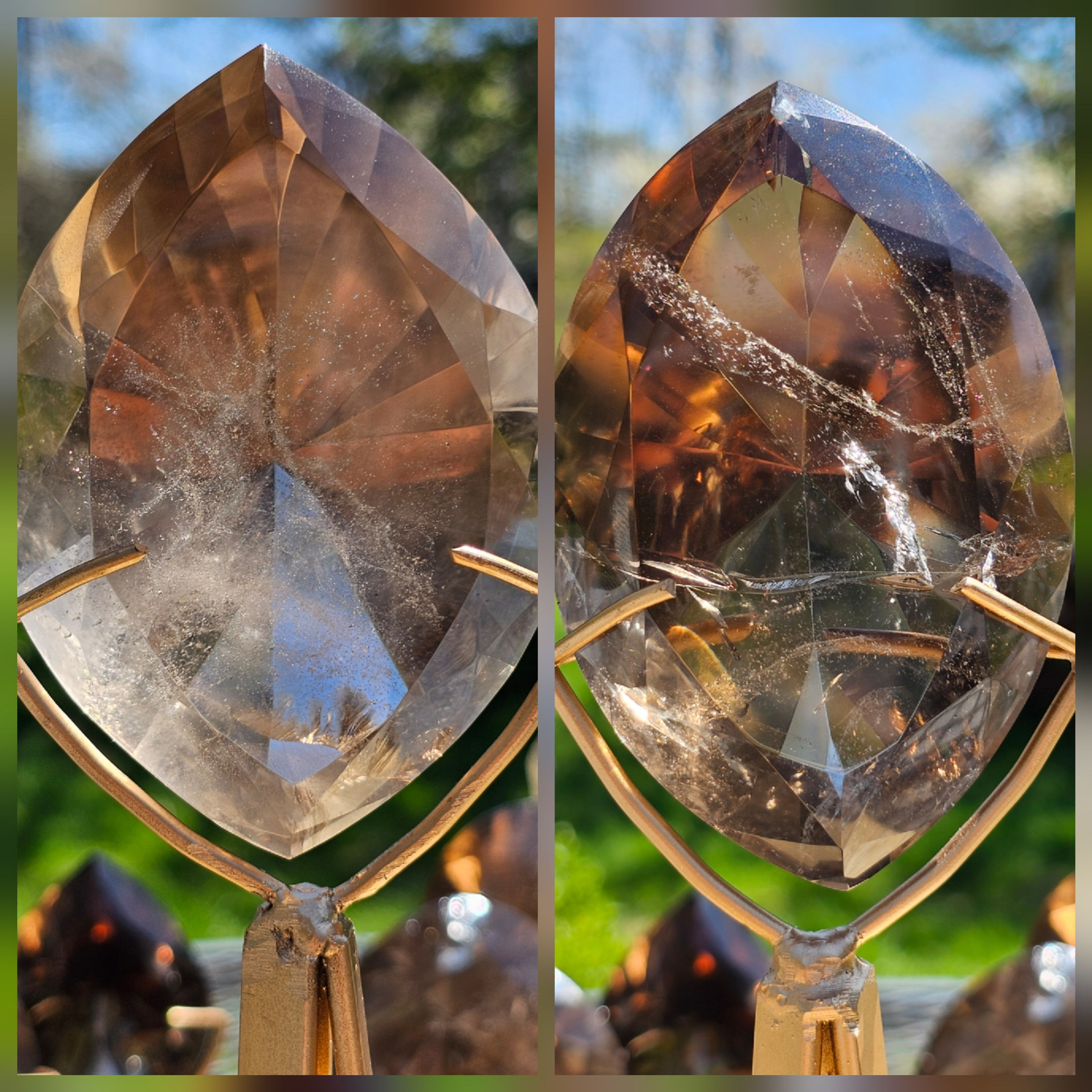 Smokey Quartz Faceted Marquis Diamond On Stand