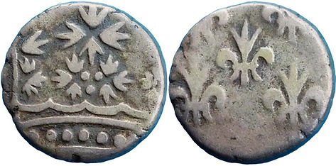 1715 à 1774 Indes Françaises Louis XV Double Fanon Pondichéry.jpg