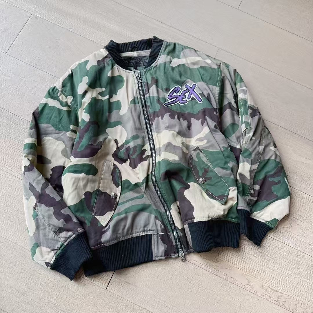Chrome Hearts Sex Records Green Camouflage Ma-1 Jacket