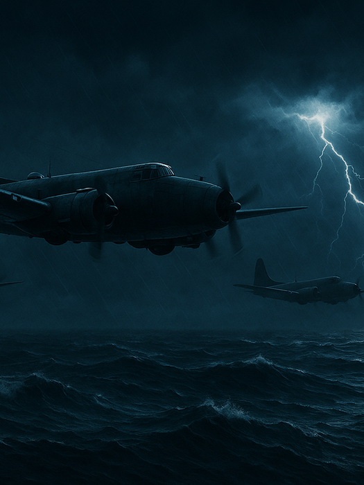 "Ilustración del Vuelo 19, caso misterioso del Triángulo de las Bermudas"