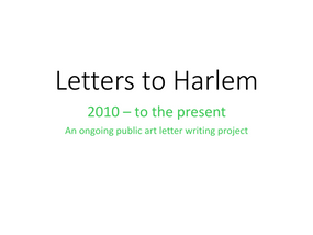 Letters to Harlem