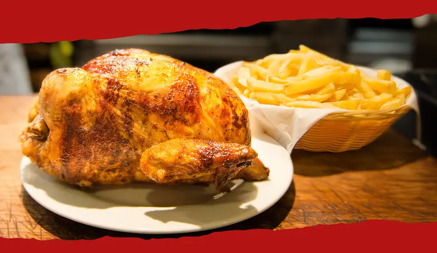1 pollo entero con papas y gaseosa de Ají Brasa