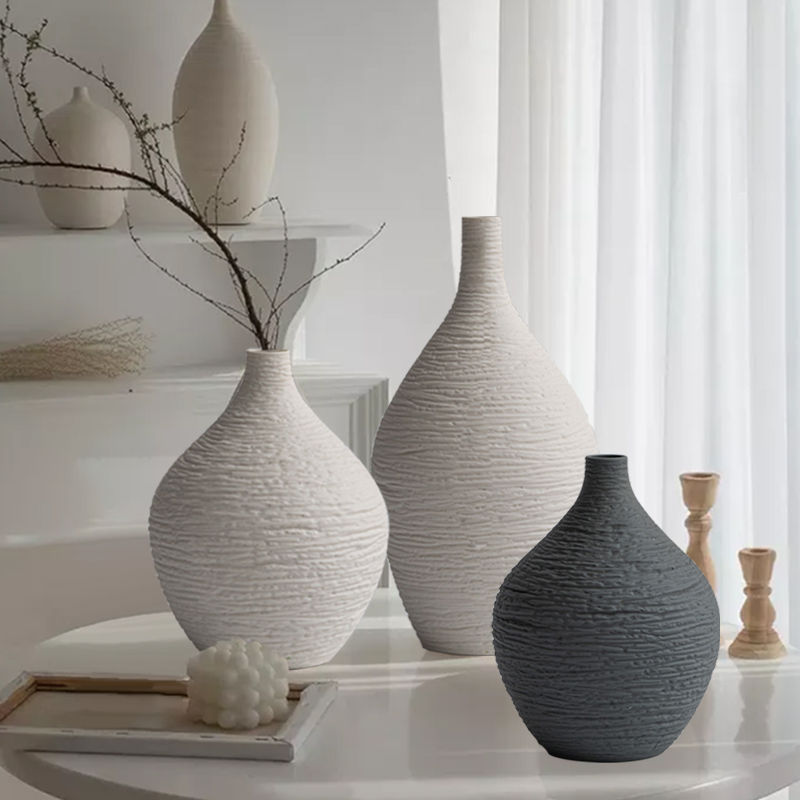 Simple Ceramic Vase Decoration for Home Nordic Luxury Narrow Mouth Flower Pot Li