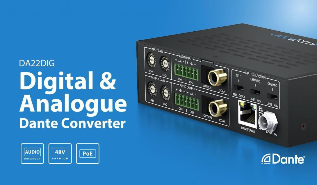 Blustream Dante Digital- und Analogumwandler 2x2