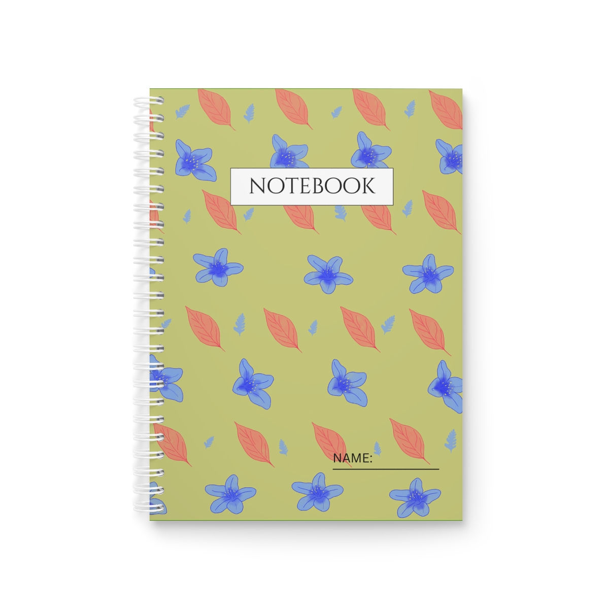 Spiral Notebook - Flowers and Leaves - Hand-painted Watercolor