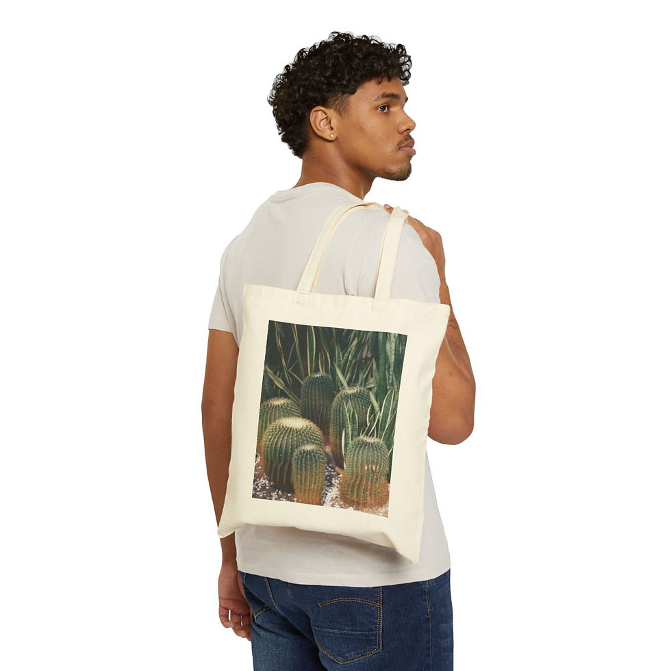 縮圖：Cotton Canvas Tote Bag - Green Cactus Balls