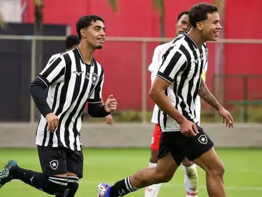 Jogadores do Botafogo comemoram gol marcado contra o Bragantino