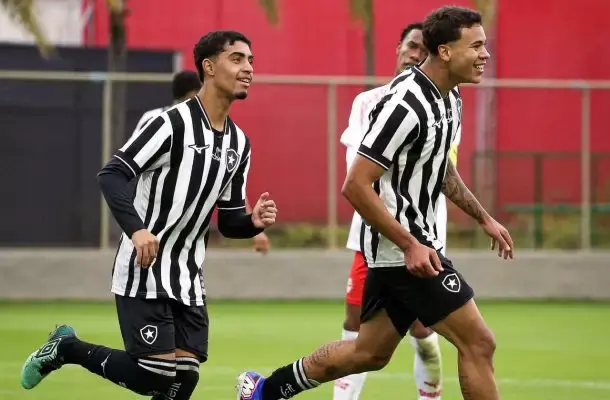 Jogadores do Botafogo comemoram gol marcado contra o Bragantino