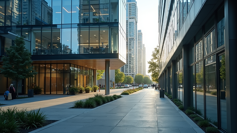 High angle view of a modern office building in Toronto