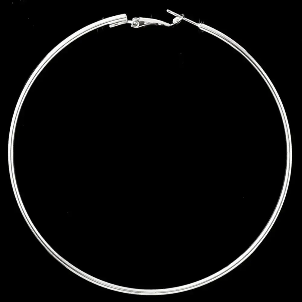 Gold Plated Silver Color Metal Large Big Round Hoop Earings for Women Jewelry