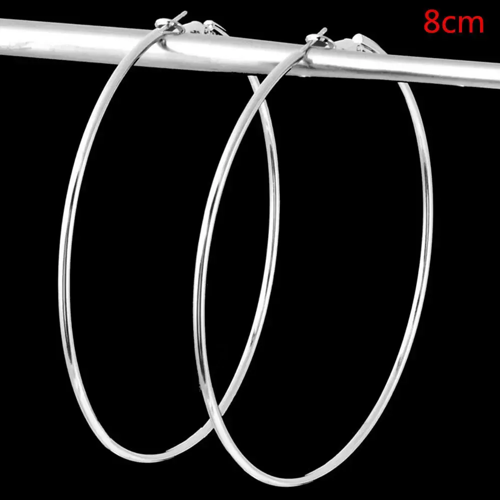 Gold Plated Silver Color Metal Large Big Round Hoop Earings for Women Jewelry
