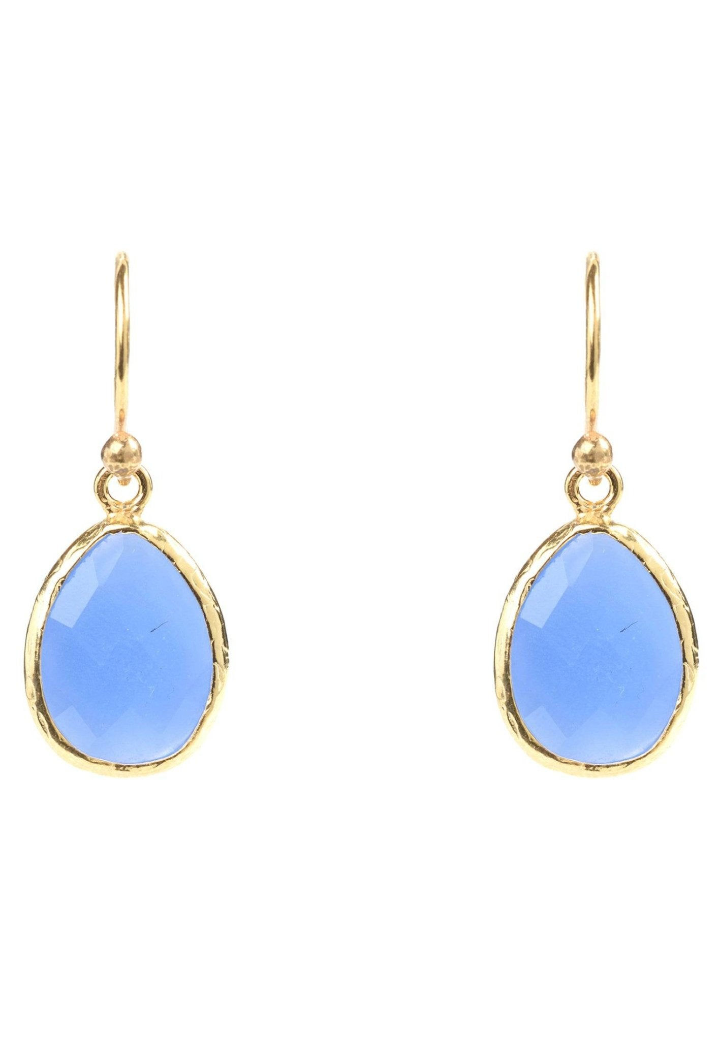 LATELITA PETITE DARK BLUE CHALCEDONY (GOLD) DROP EARRINGS