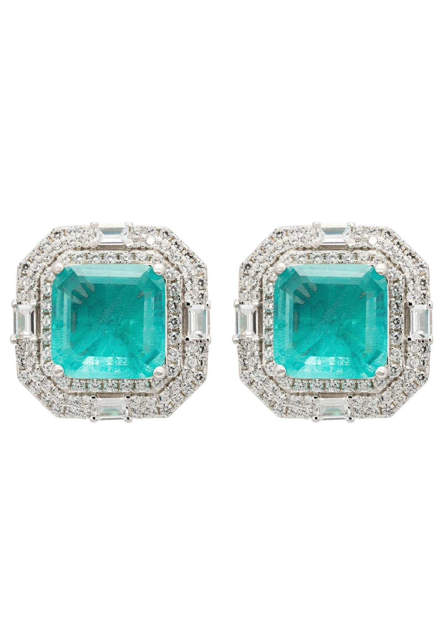 LATELITA MADELEINE PARAIBA TOURMALINE LARGE CZ (SILVER) STUD EARRINGS