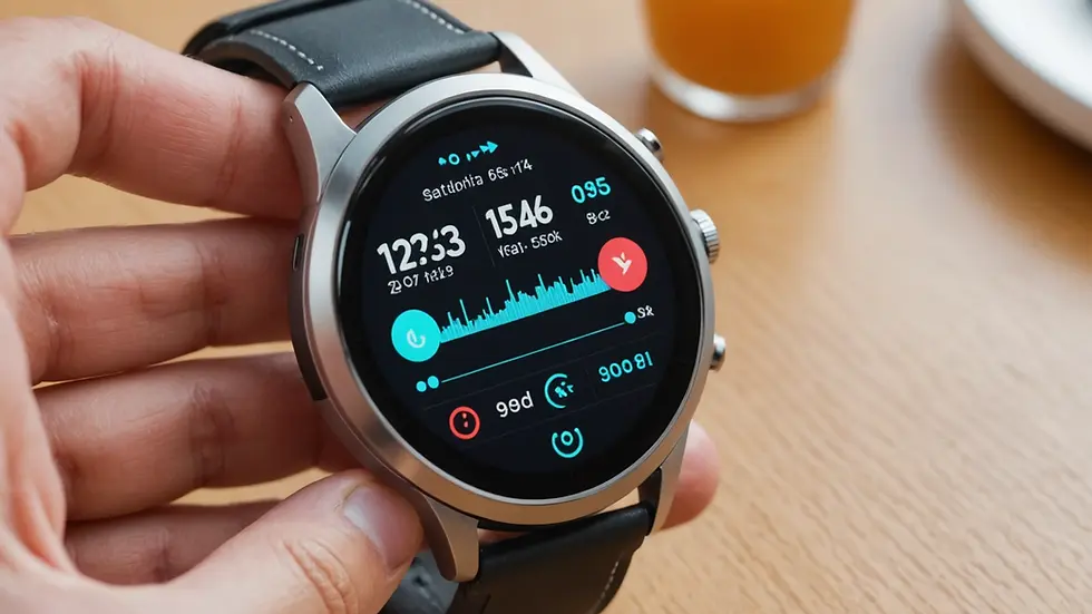 Eye-level view of a smartwatch displaying health metrics