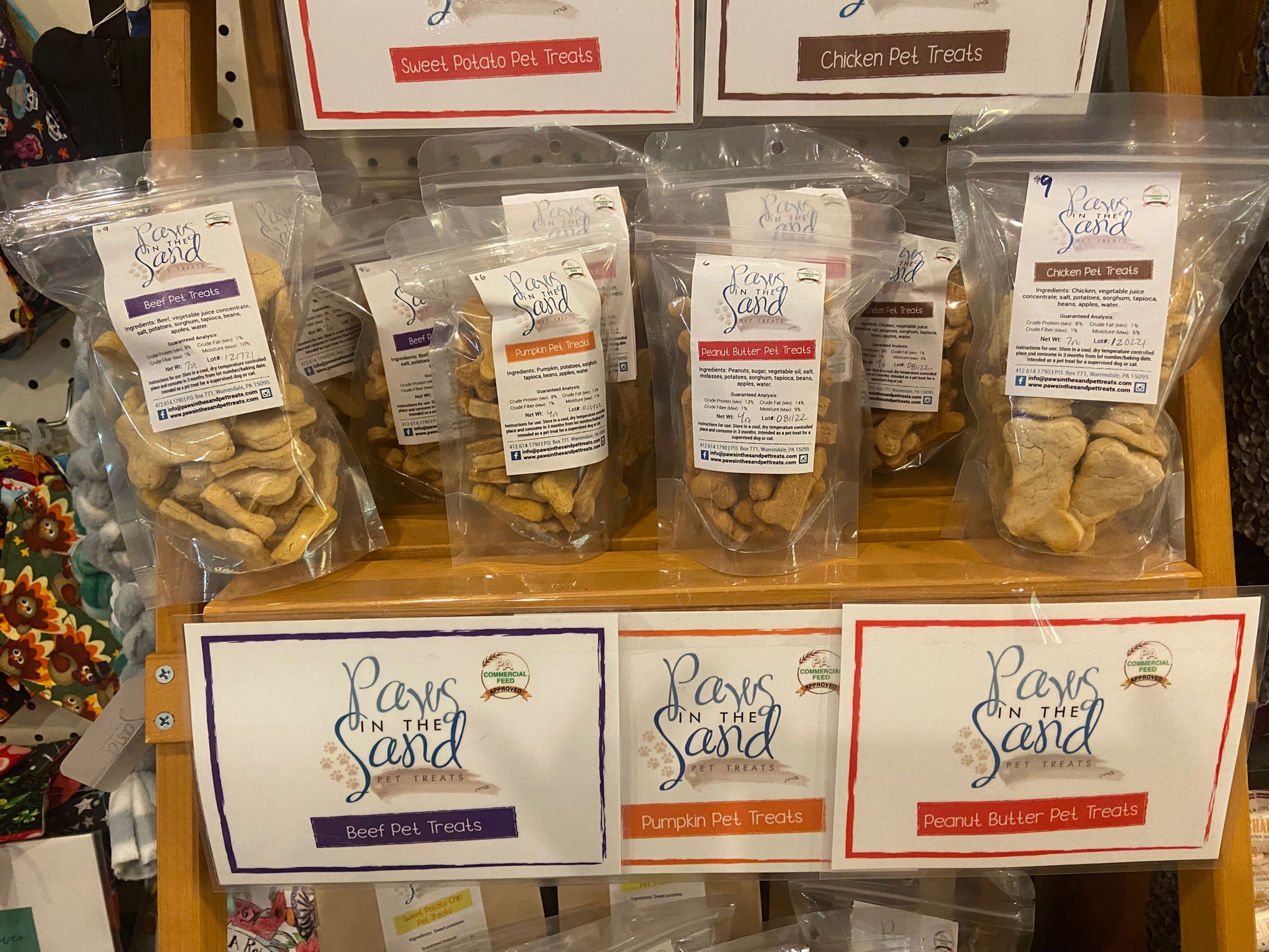 Pumpkin, Peanut Butter, Beef, Chicken, Salmon Treats, 7 oz-Paws in the Sand