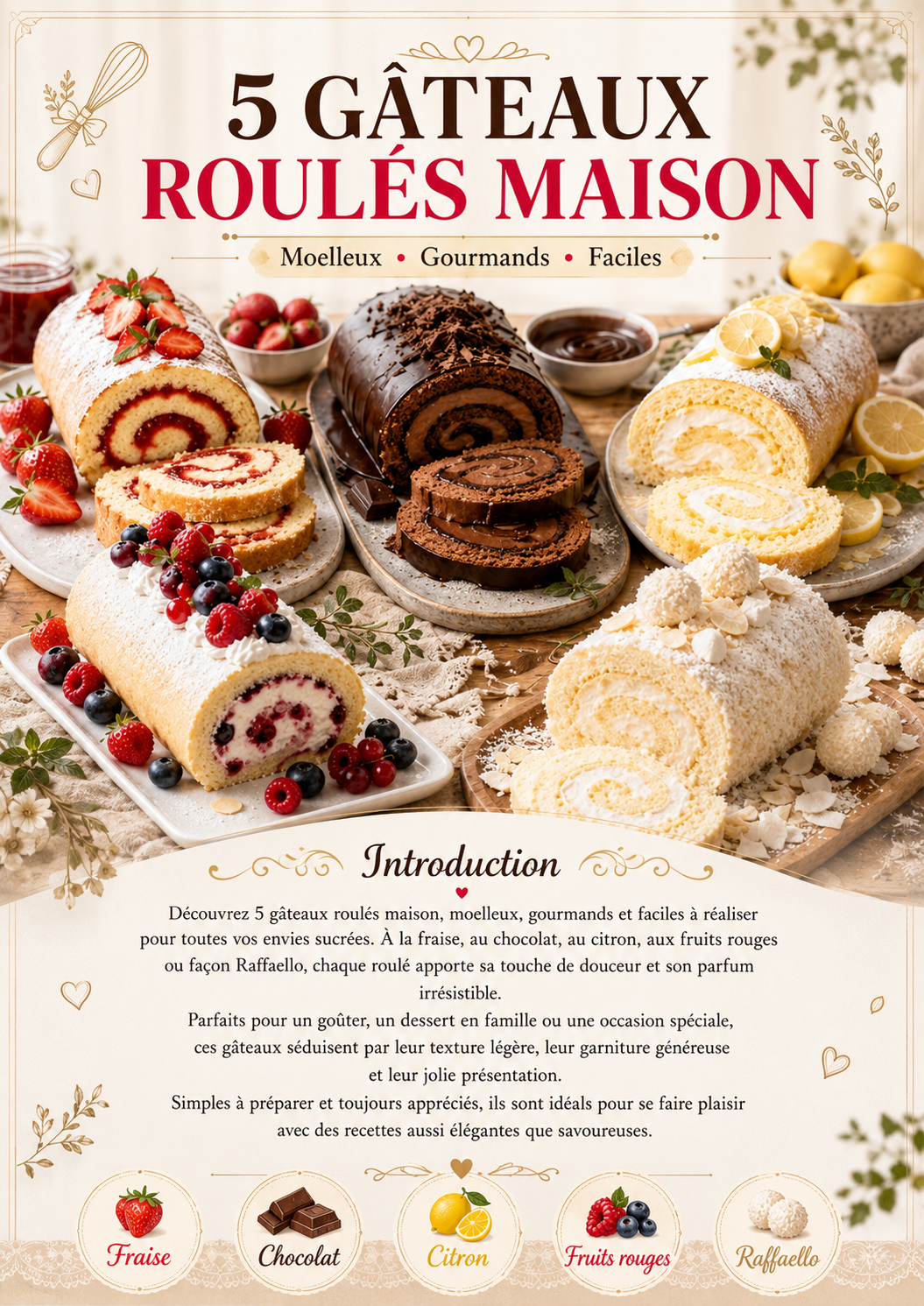 5 gâteaux roulés maison