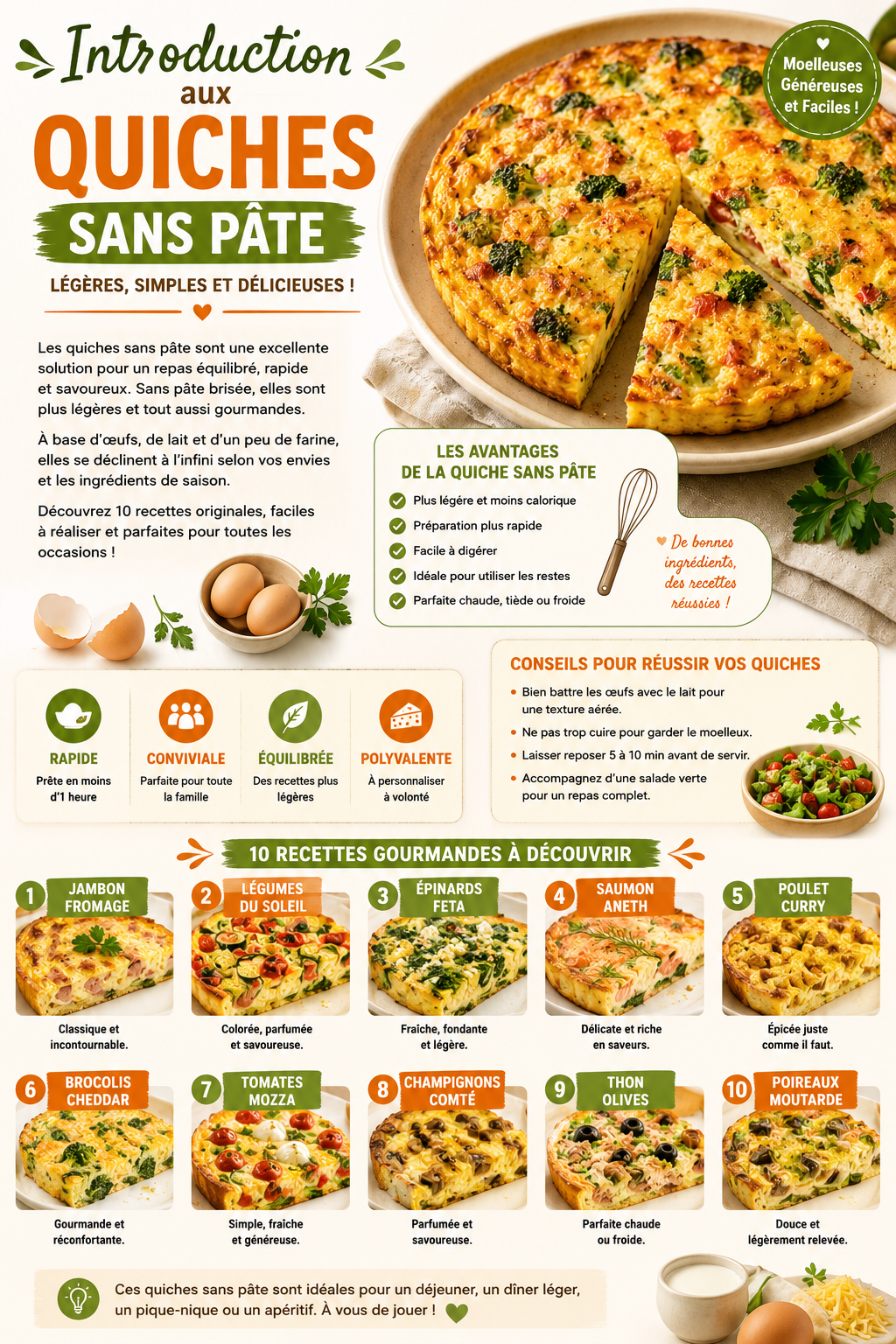 30 Recettes Quiches maison préparées sans pâte brisée