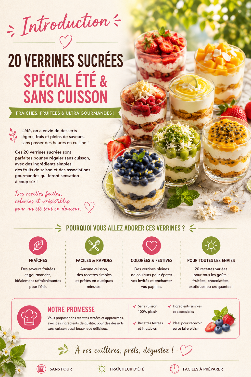 20 verrines crémeuses sucrées sans cuisson spécial été (ebook PDF)