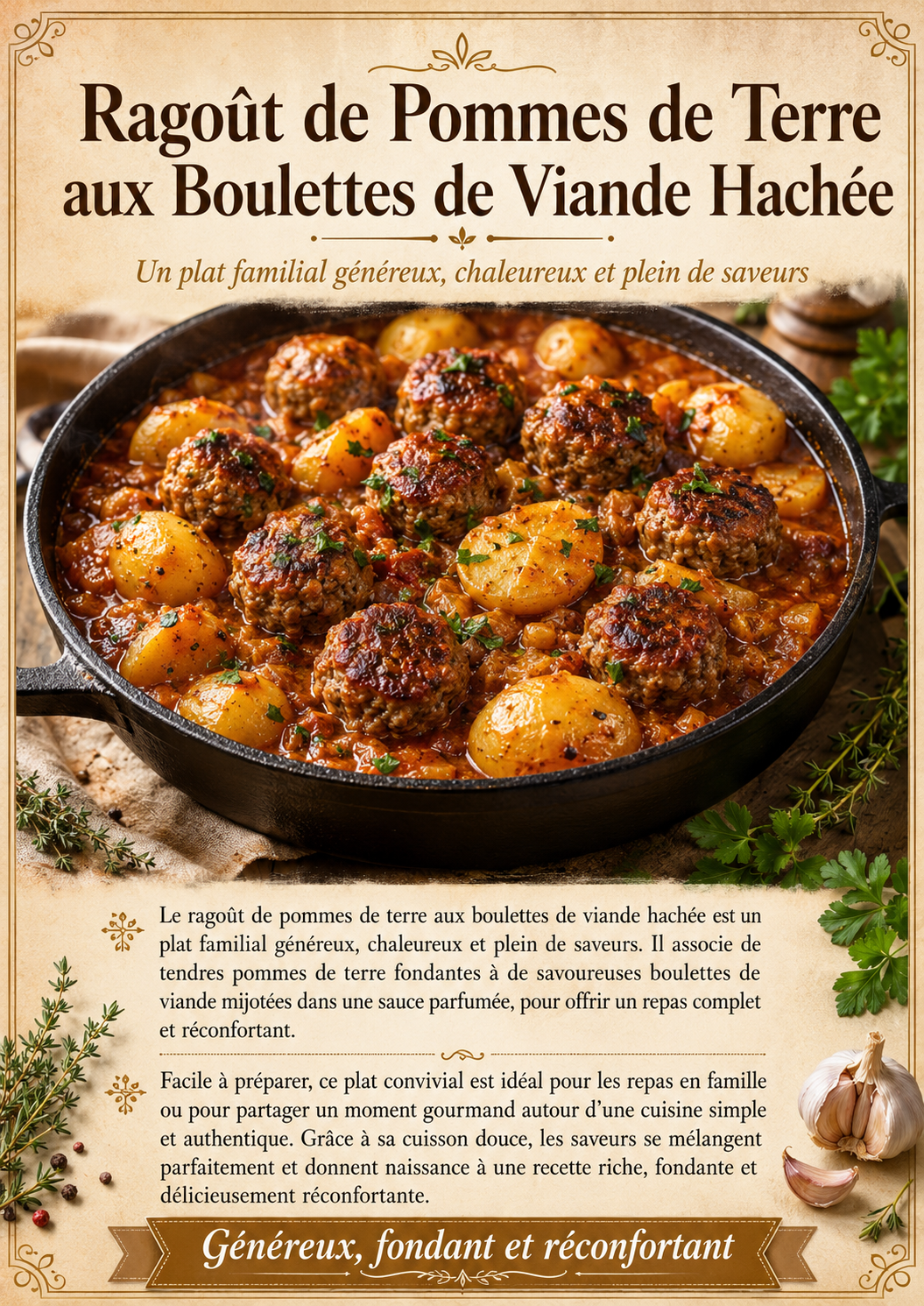 Ragoût de pommes de terre aux boulettes de viande hachée