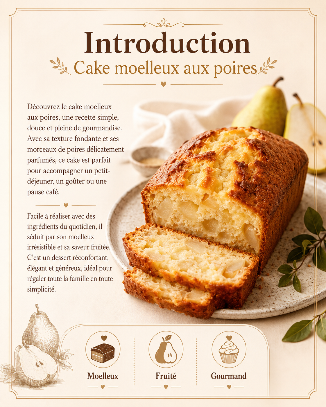 cake moelleux aux poires (ebook PDF)