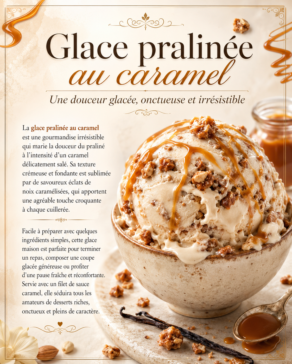 Glace pralinée au caramel 