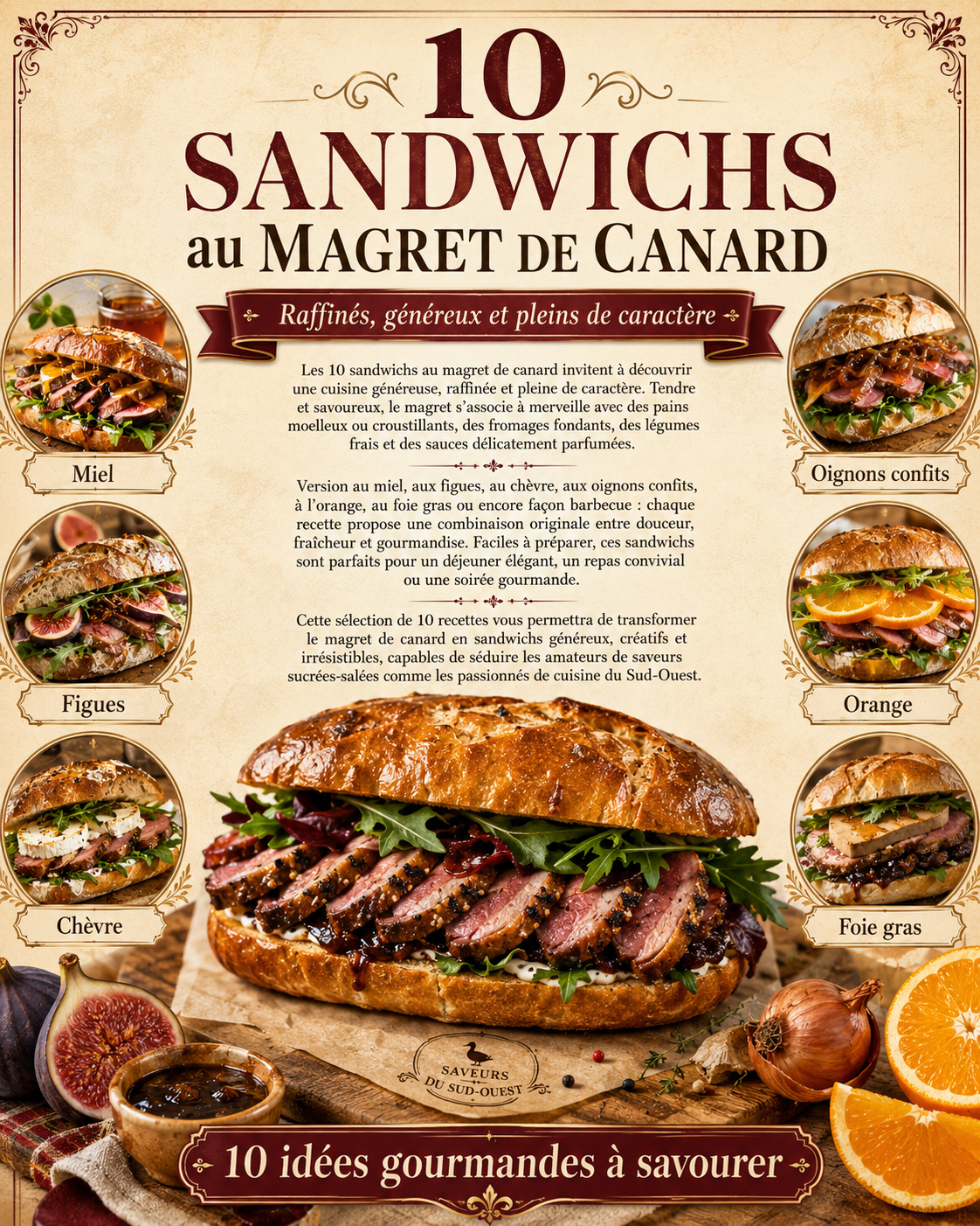 10 sandwichs au magret de canard
