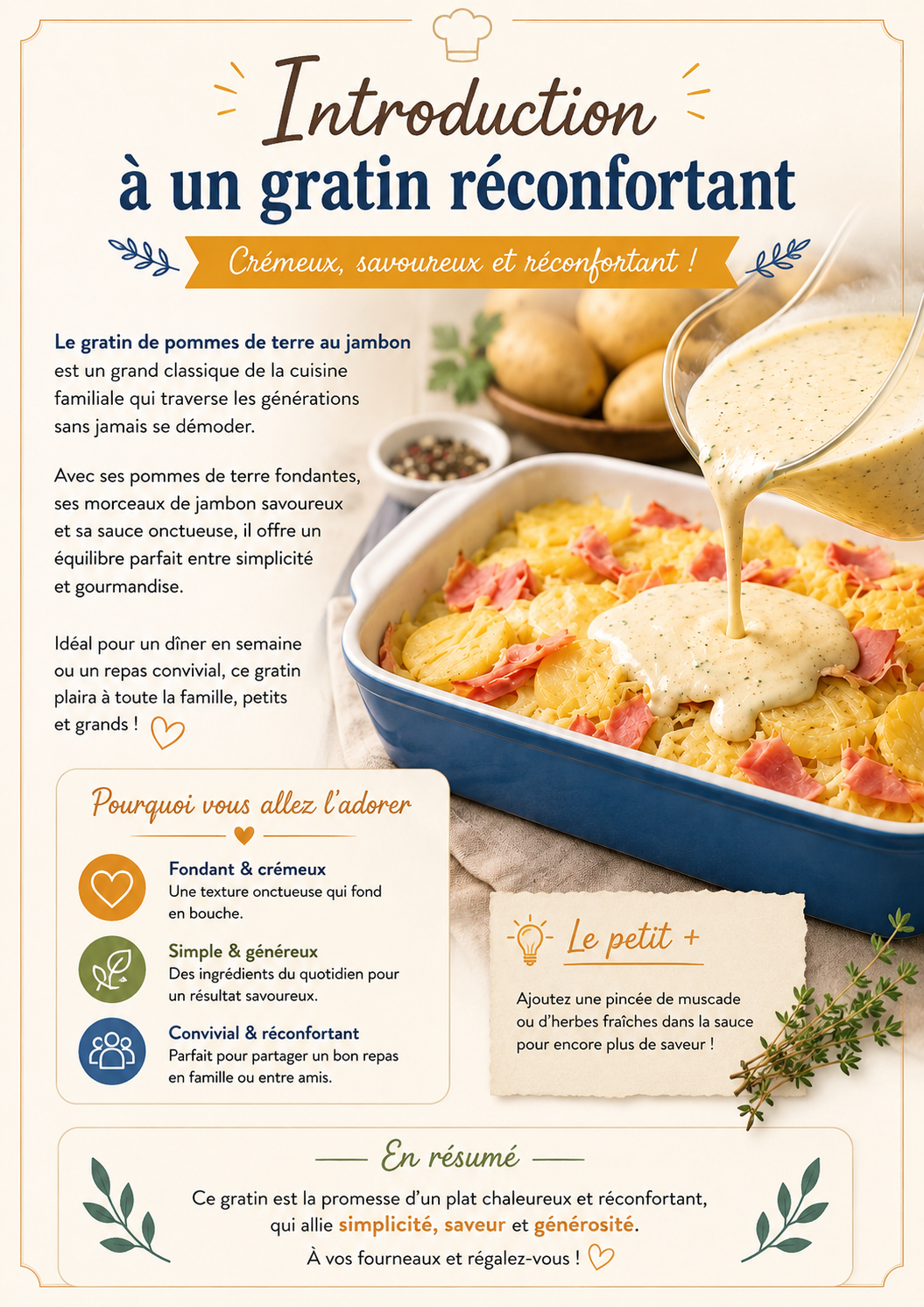 Gratin de pommes de terre au jambon
