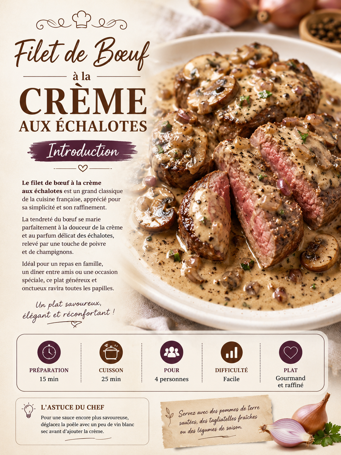 Filet de bœuf à la crème aux échalotes (ebook PDF)