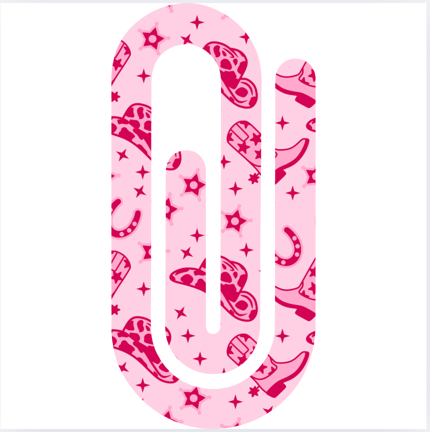 Pink Cowgirl Boots Hats & Stars - Jumbo Paper Clip