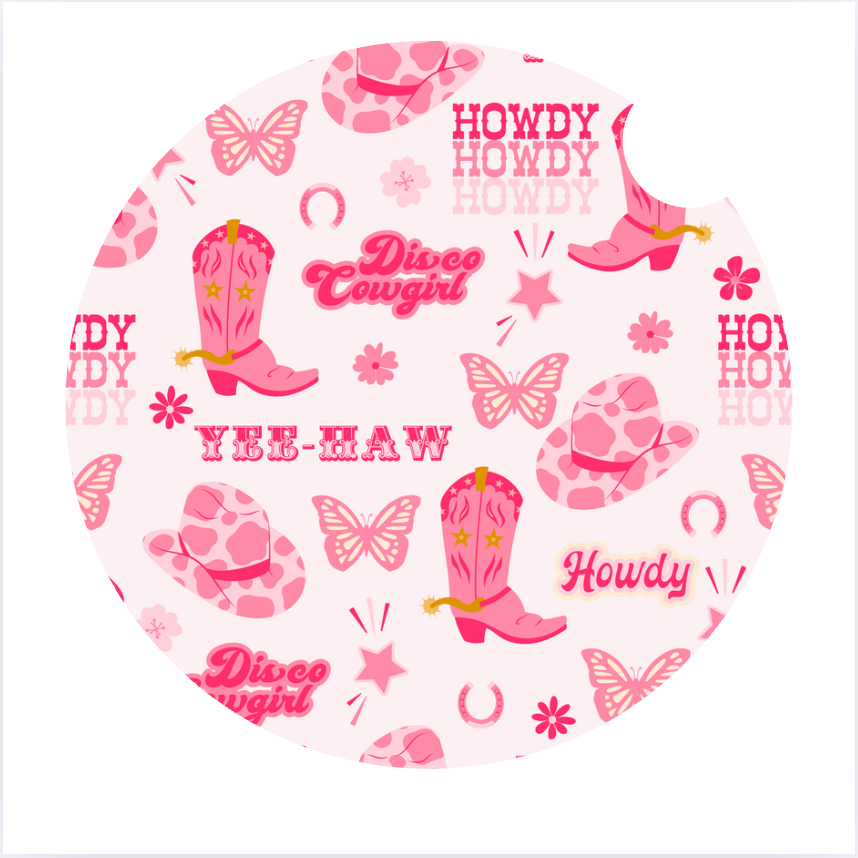 Thumbnail: Western Disco - Neoprene Notched Car Coasters