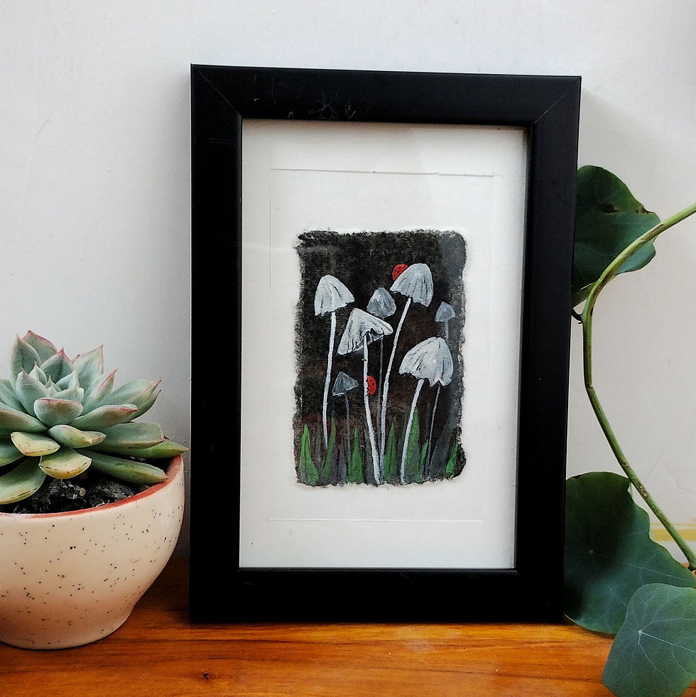 Ladybug and Mushroom mini painting