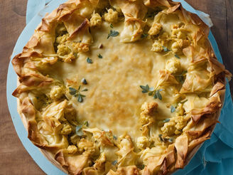 Curried Cauliflower Cheese Filo Pie