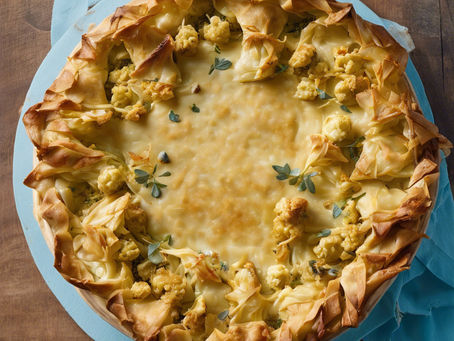 Curried Cauliflower Cheese Filo Pie