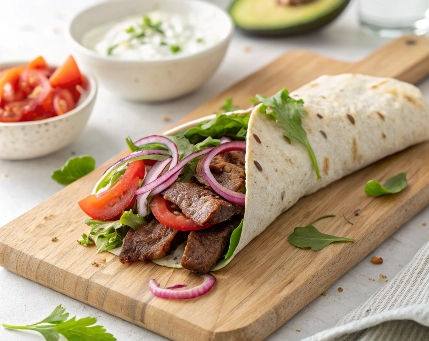 Quick to throw together, full of flavour, and made with everyday ingredients, our Cajun Beef Wrap.