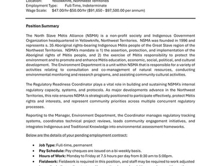 We are hiring - Regulatory Readiness Coordinator