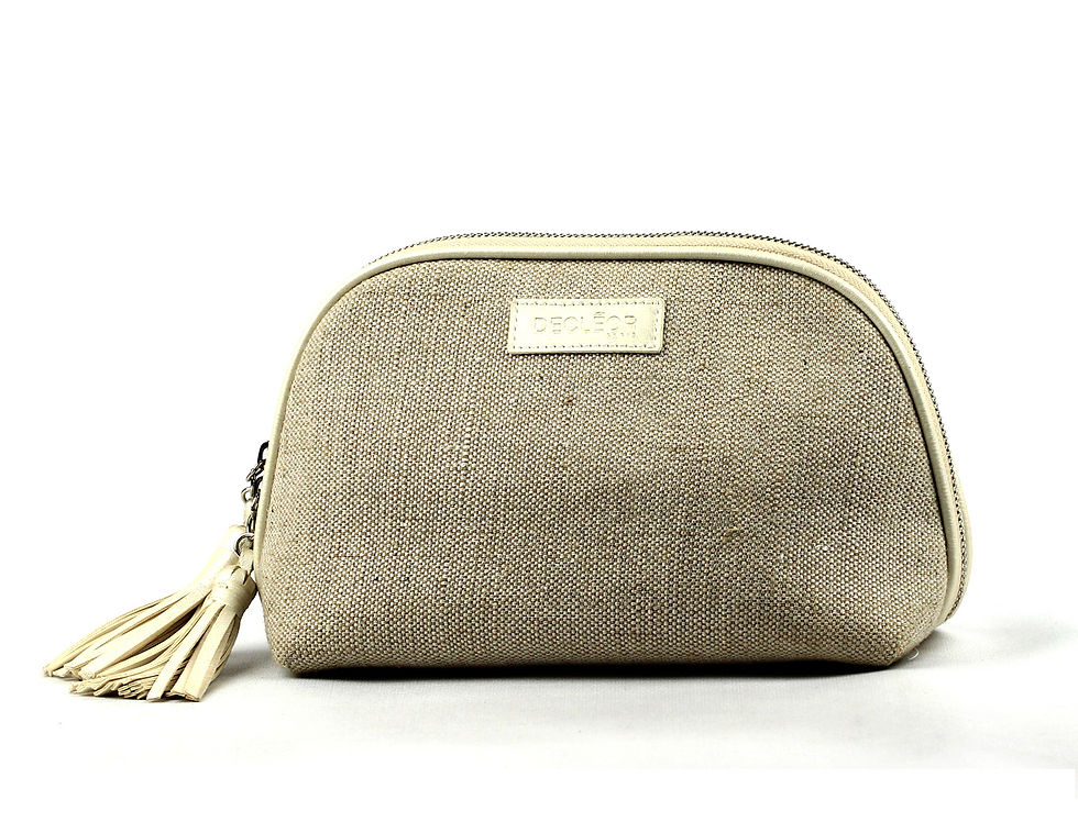 The gold tassels on this gorgeous cosmetic bag make it ideal for evening events.